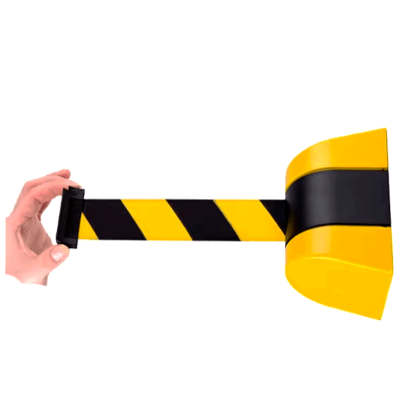 Vægmonteret afspærringsbånd - 5 meter Gul/sort advarsel
