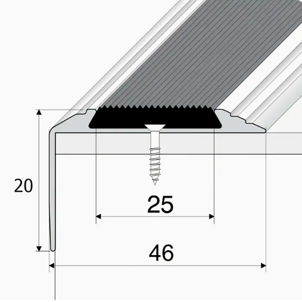 Aluminiumliste med gummiliste - 90 cm x 50 mm