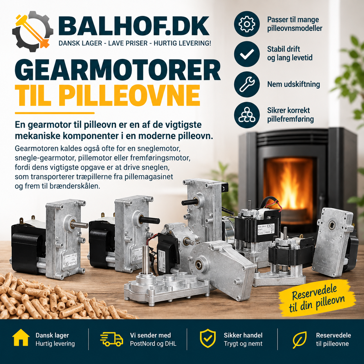 motor til pilleovn reservedel