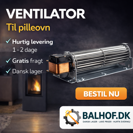 Ventilator für Pelletofen – 24 cm x 6 cm – Gesamtlänge 32 cm